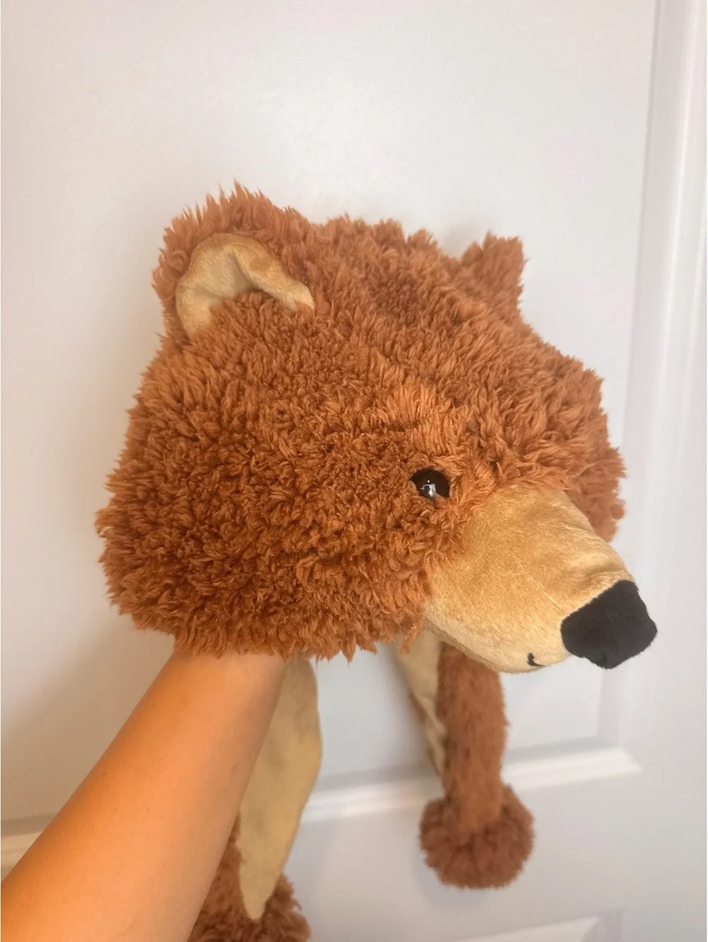 DolliBu Plush Grizzly Bear Hat Teddy Bear Ear Flap Beanie Halloween One Size